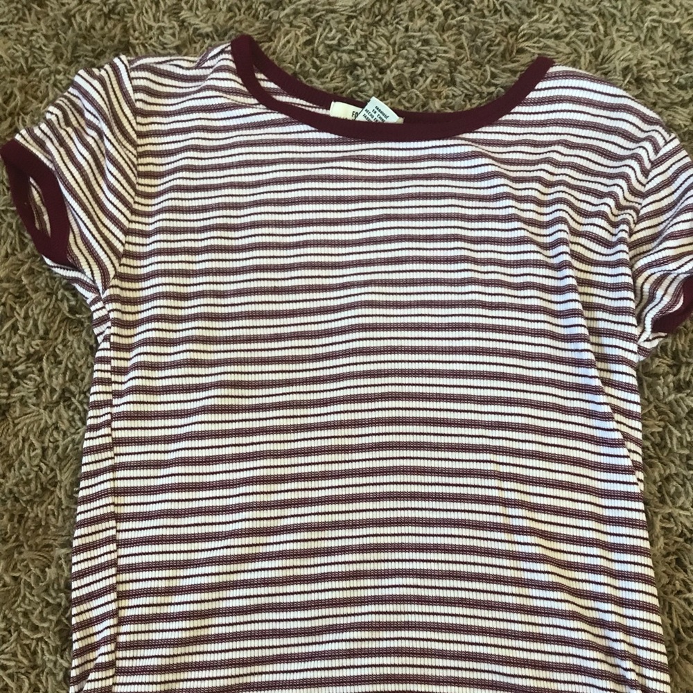 Red/Burgundy and white T shirt